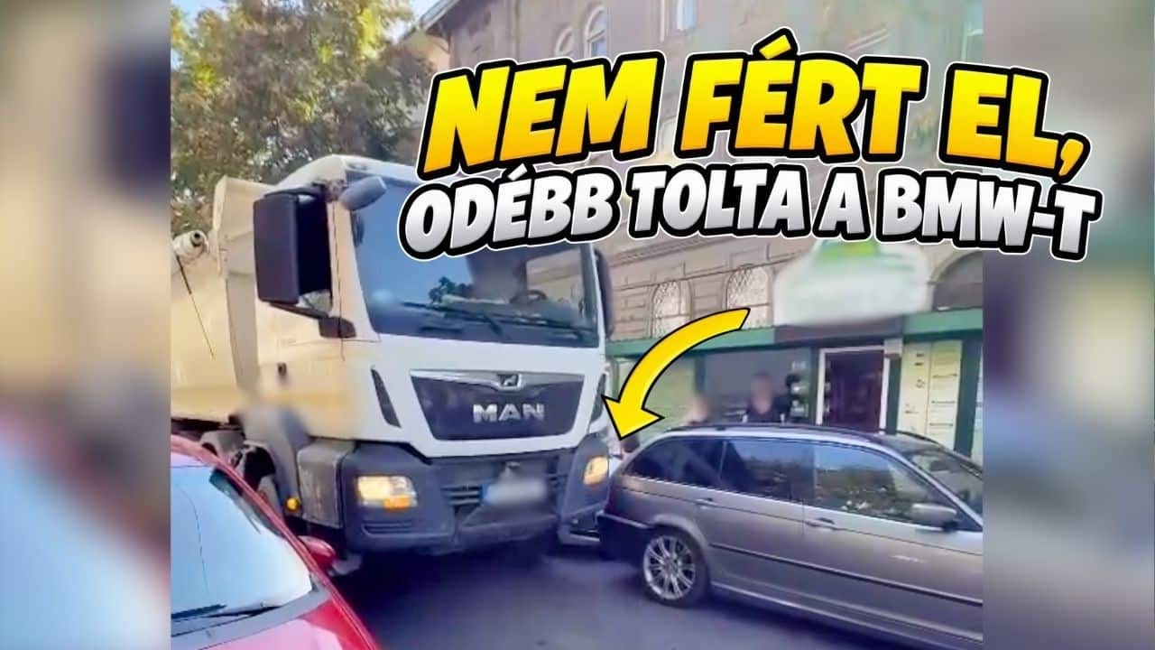 Nem fért el a parkoló kocsik mellett, ezért inkább végigtarolta őket egy teherautó Zuglóban